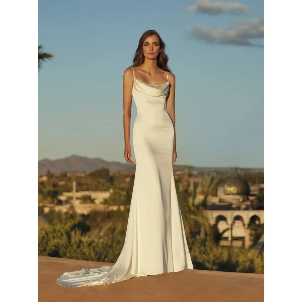 Pronovias ASH Sleeveless Draped Mermaid Wedding Dress Size 12